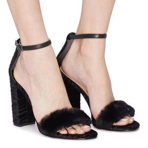 Sam Edelman Black Faux Fur Yaro Heel Sandal